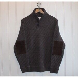 Billy Reid Quilted Shawl Collar Sweater Suede Elbow Patches Luxury Men's Size L
